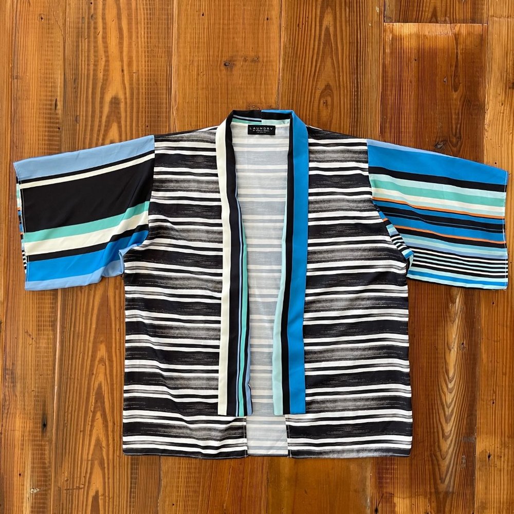 Laundry by Shelli Segal Women’s Striped Open Front Kimono One Size